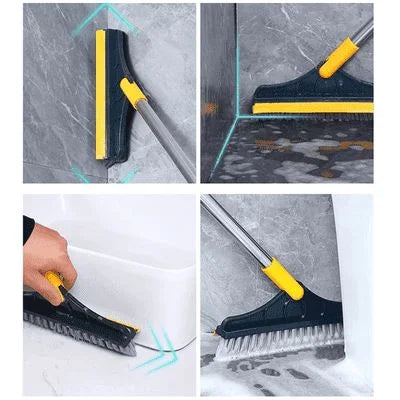 Escova de Limpeza 2 em 1 com Rodo para Piso – Cozinha, Banheiro e Área Externa - Canto da Casa™