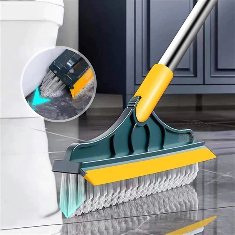 Escova de Limpeza 2 em 1 com Rodo para Piso – Cozinha, Banheiro e Área Externa - Canto da Casa™