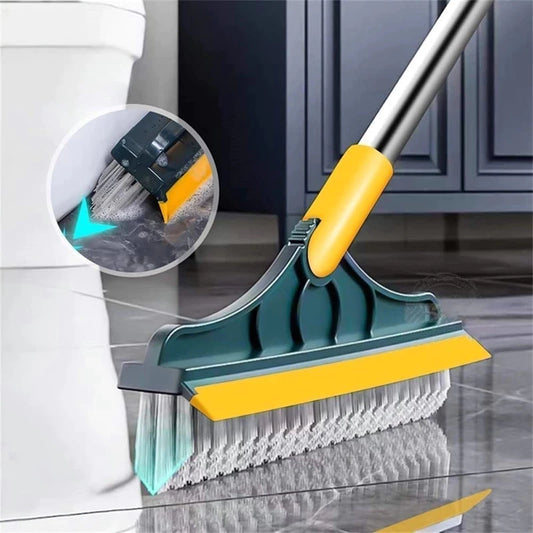 Escova de Limpeza 2 em 1 com Rodo para Piso – Cozinha, Banheiro e Área Externa - Canto da Casa™