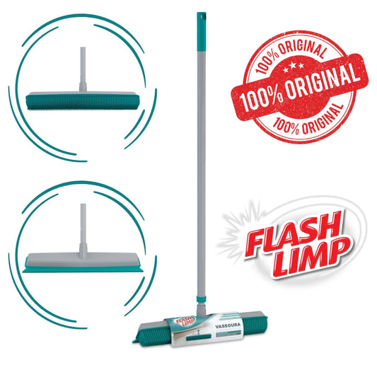 Vassoura Emborrachada 2 em 1 Tira Pelos para Tapetes, Carpetes e Pisos