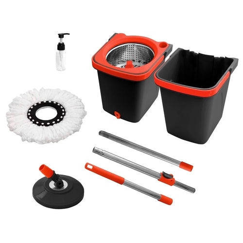 Mop Giratório 360° Profissional com Balde, Refil e Centrífuga Inox