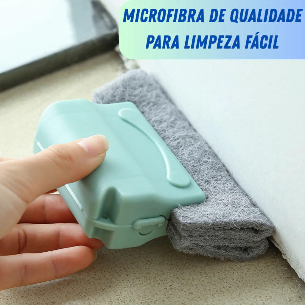 Escova Limpa Cantos para Janelas, Trilhos e Cozinha Multiuso com Microfibra