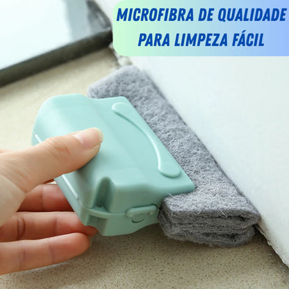 Escova Limpa Cantos para Janelas, Trilhos e Cozinha Multiuso com Microfibra