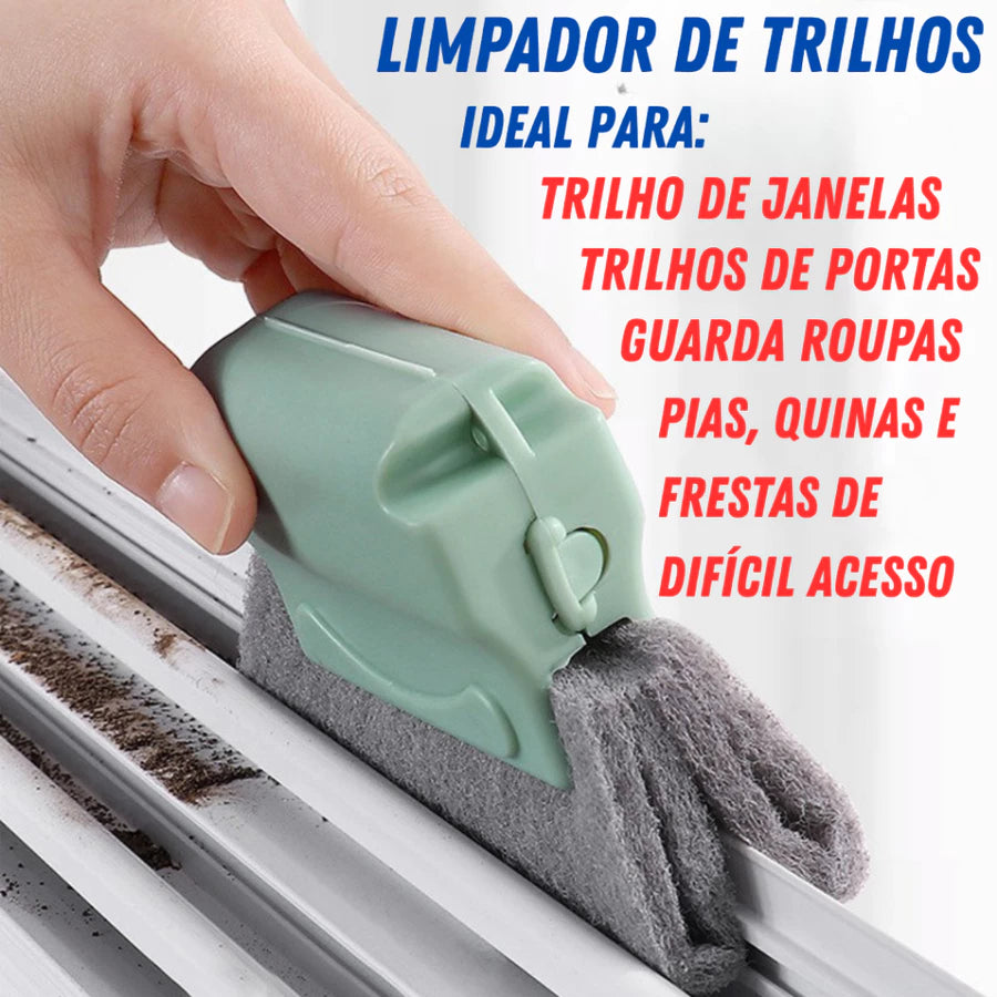 Escova Limpa Cantos para Janelas, Trilhos e Cozinha Multiuso com Microfibra